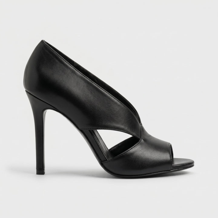 Camille - Women's Peep Toe Stiletto Cut-Out Heel - Heels - Black - Davies & Cooper