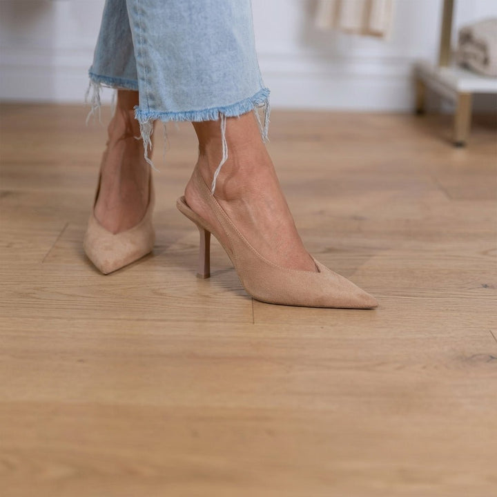 Camille - Women's Pointed Toe Slingback Stiletto Pumps - Heels - Brown - Davies & Cooper