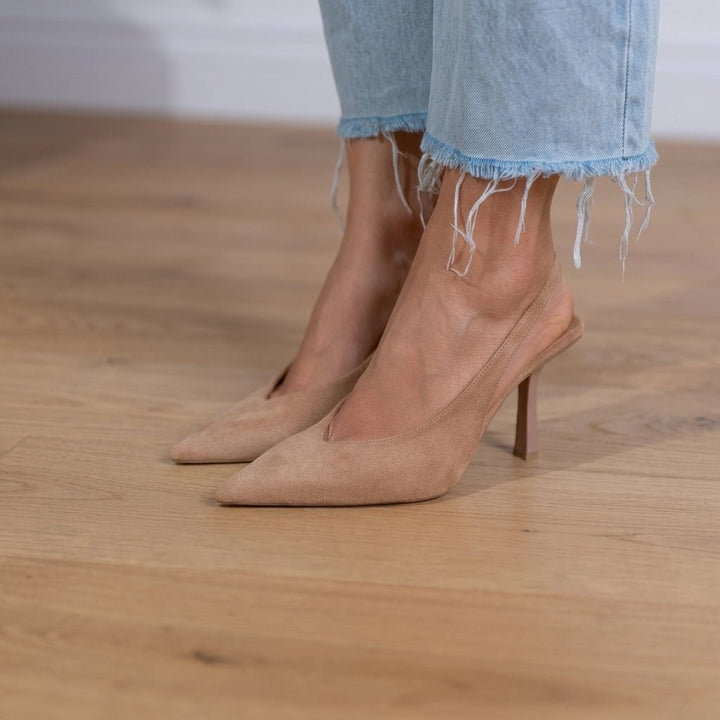 Camille - Women's Pointed Toe Slingback Stiletto Pumps - Heels - Brown - Davies & Cooper
