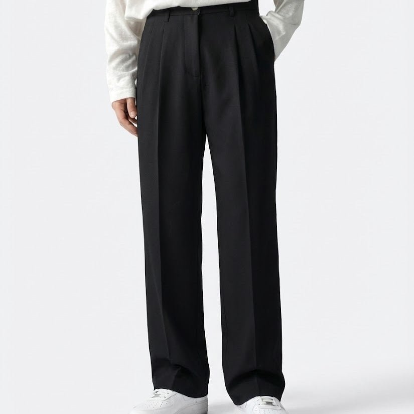 Caspian – Men's Straight-Leg Suit Trousers - Pants - Black - Davies & Cooper