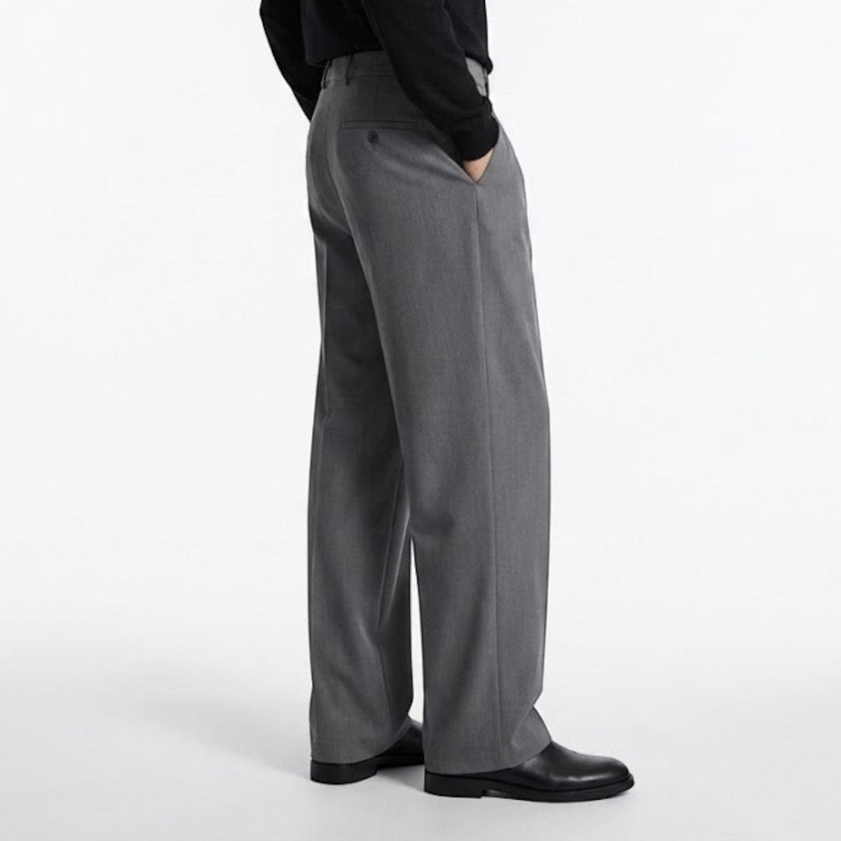 Caspian – Men's Straight-Leg Suit Trousers - Pants - Dark grey - Davies & Cooper
