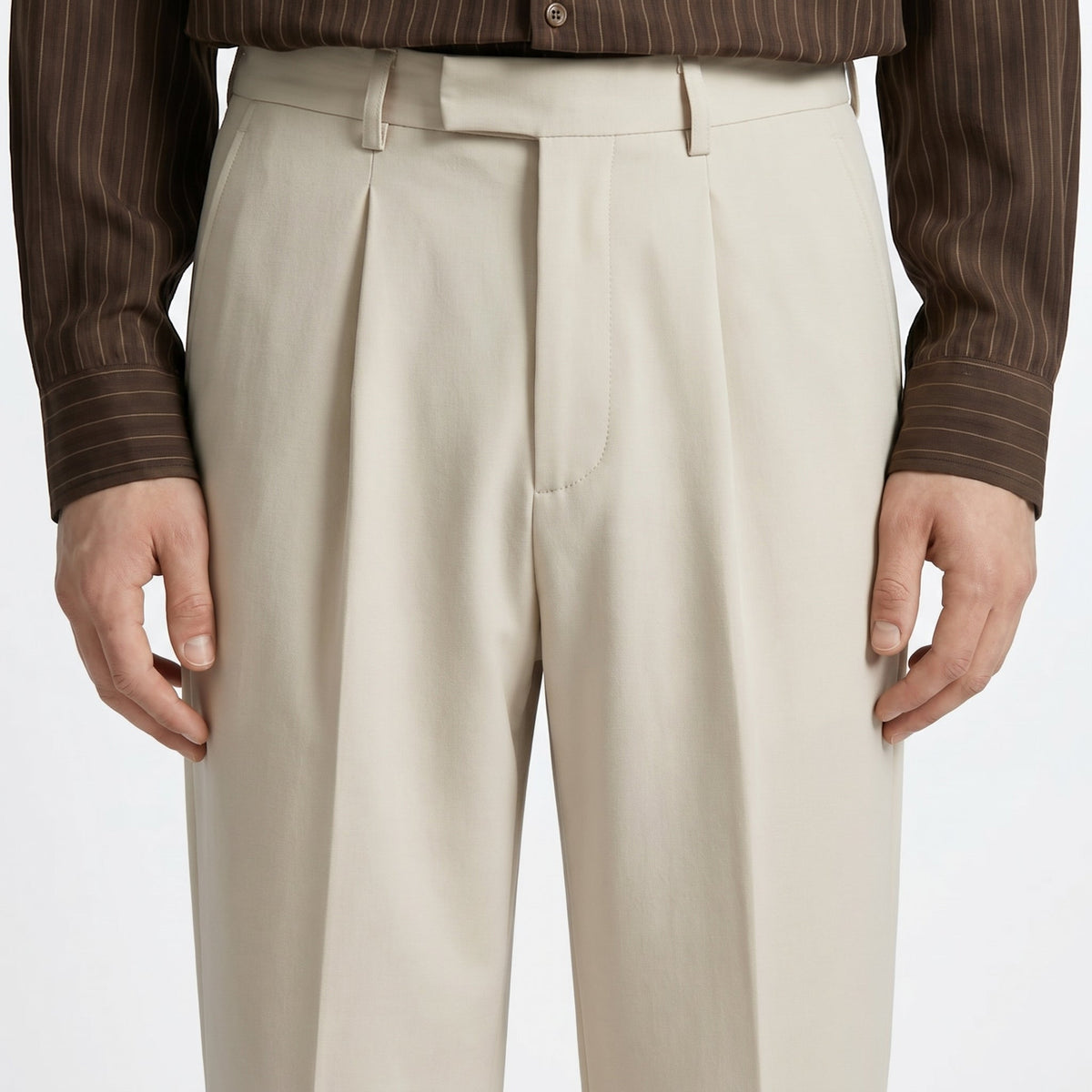 Caspian – Men's Straight-Leg Suit Trousers - Pants - Khaki - Davies & Cooper