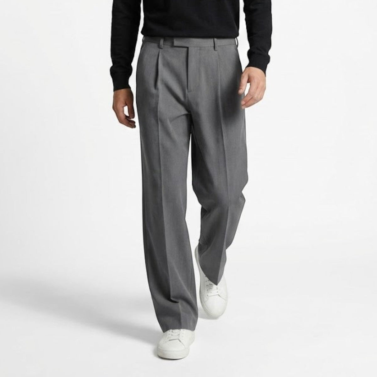Caspian – Men's Straight-Leg Suit Trousers - Pants - Dark grey - Davies & Cooper