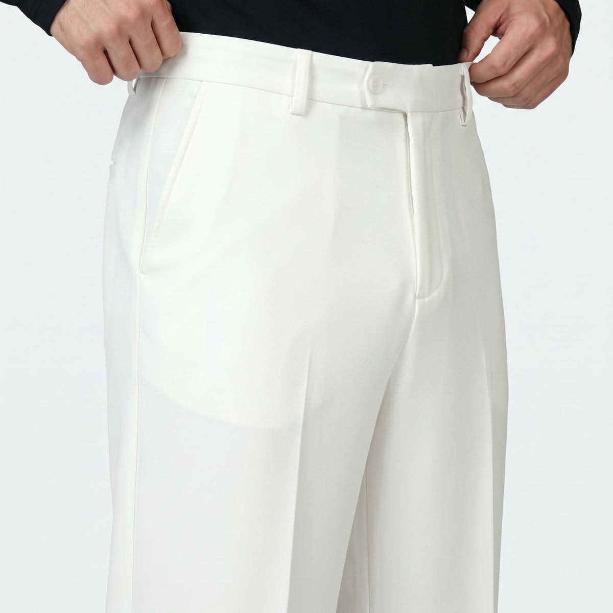Caspian – Men's Straight-Leg Suit Trousers - Pants - White - Davies & Cooper