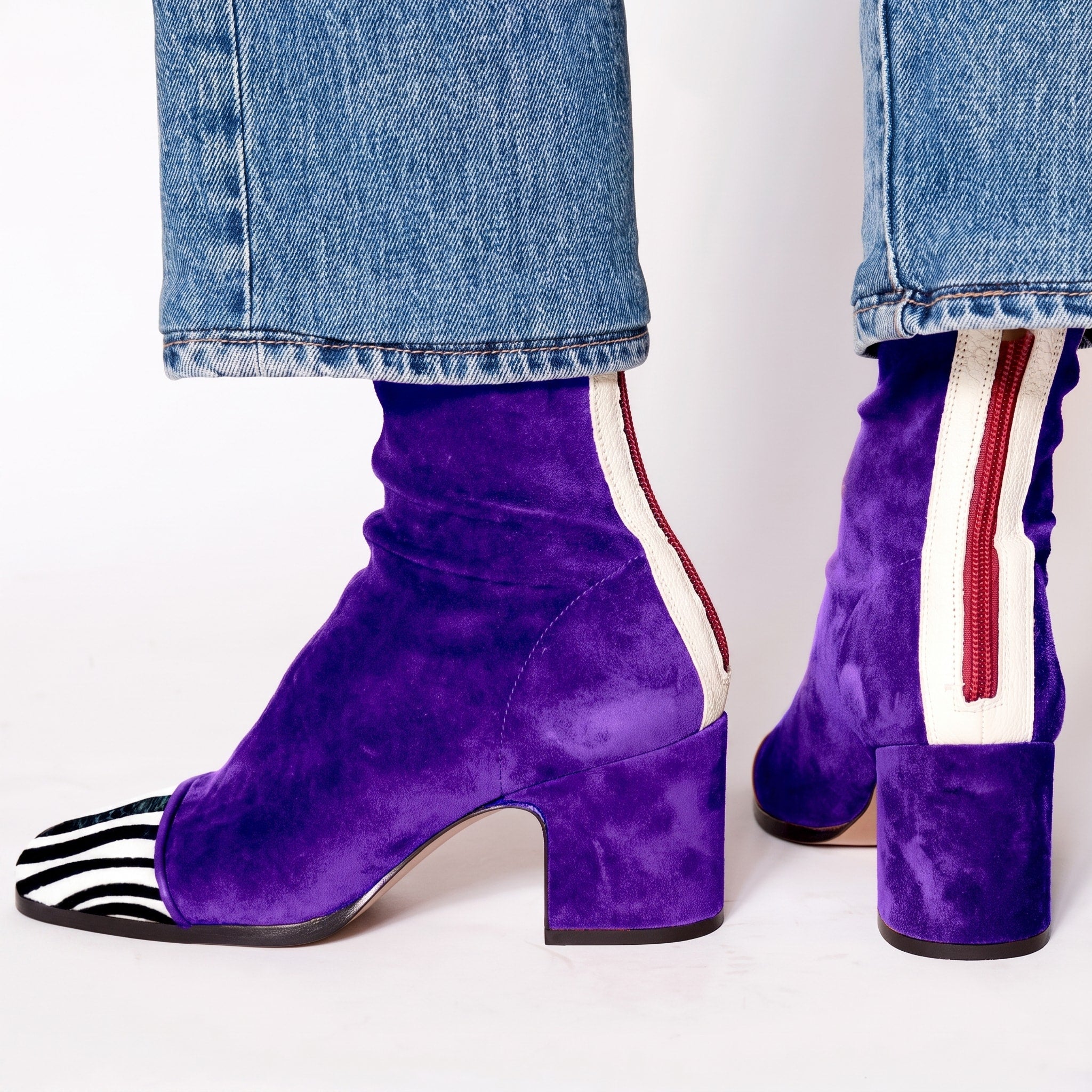 Emily - Women's Block Heel Ankle Boots with Square Toe