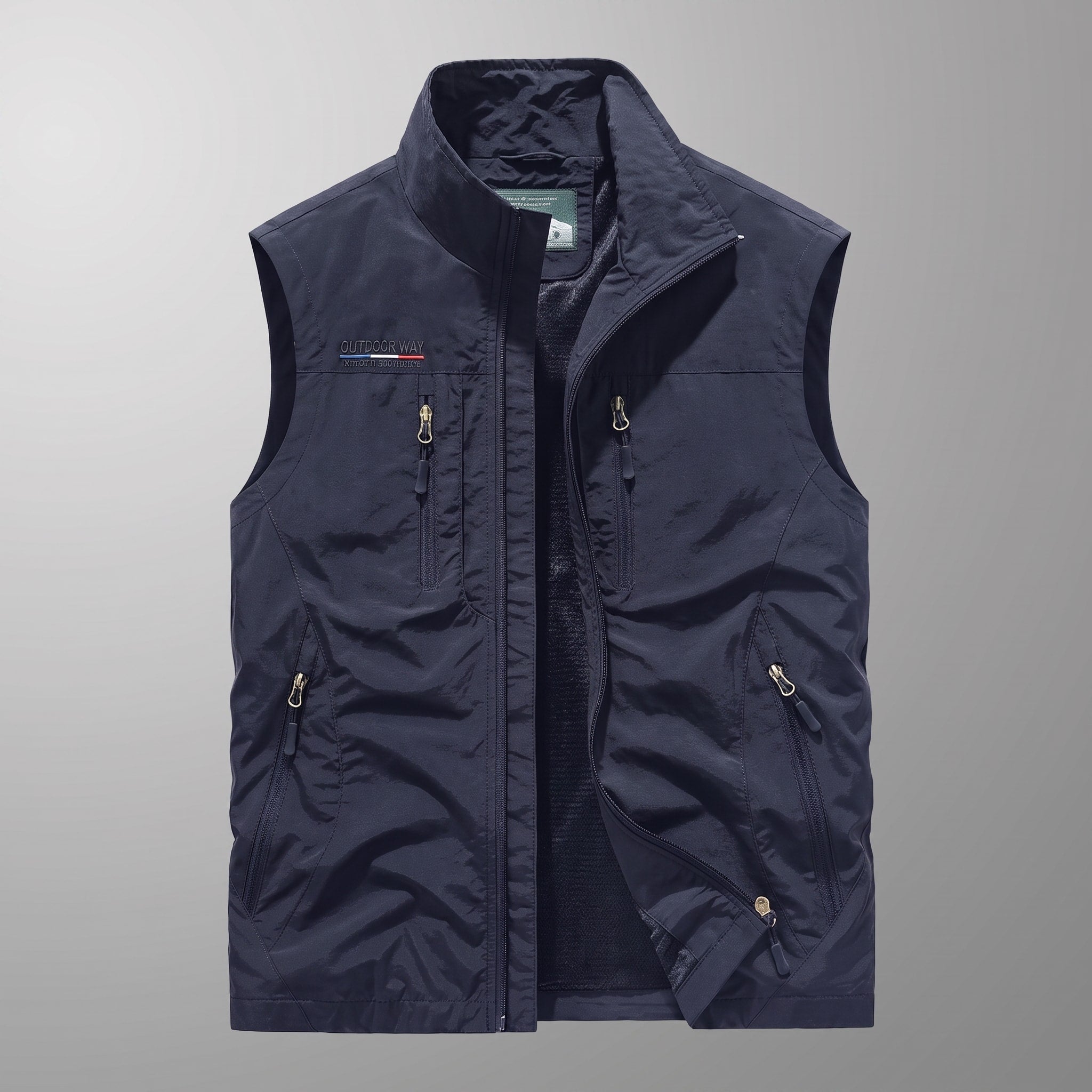 James - Men's Zip-Up Gilet with Multiple Pockets and Stand Collar