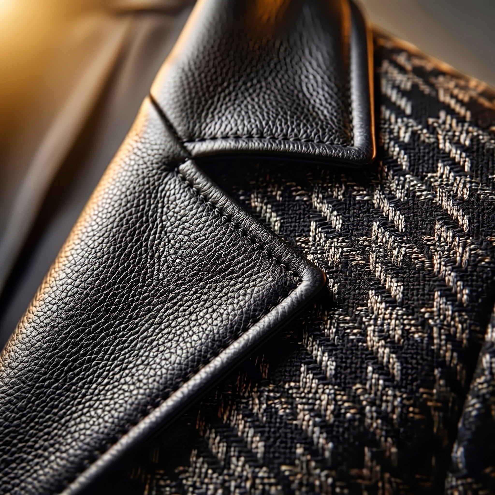 Charles - Men's Houndstooth Print Jacket with Zip Pocket Detail - Blazers - Black - Davies & Cooper