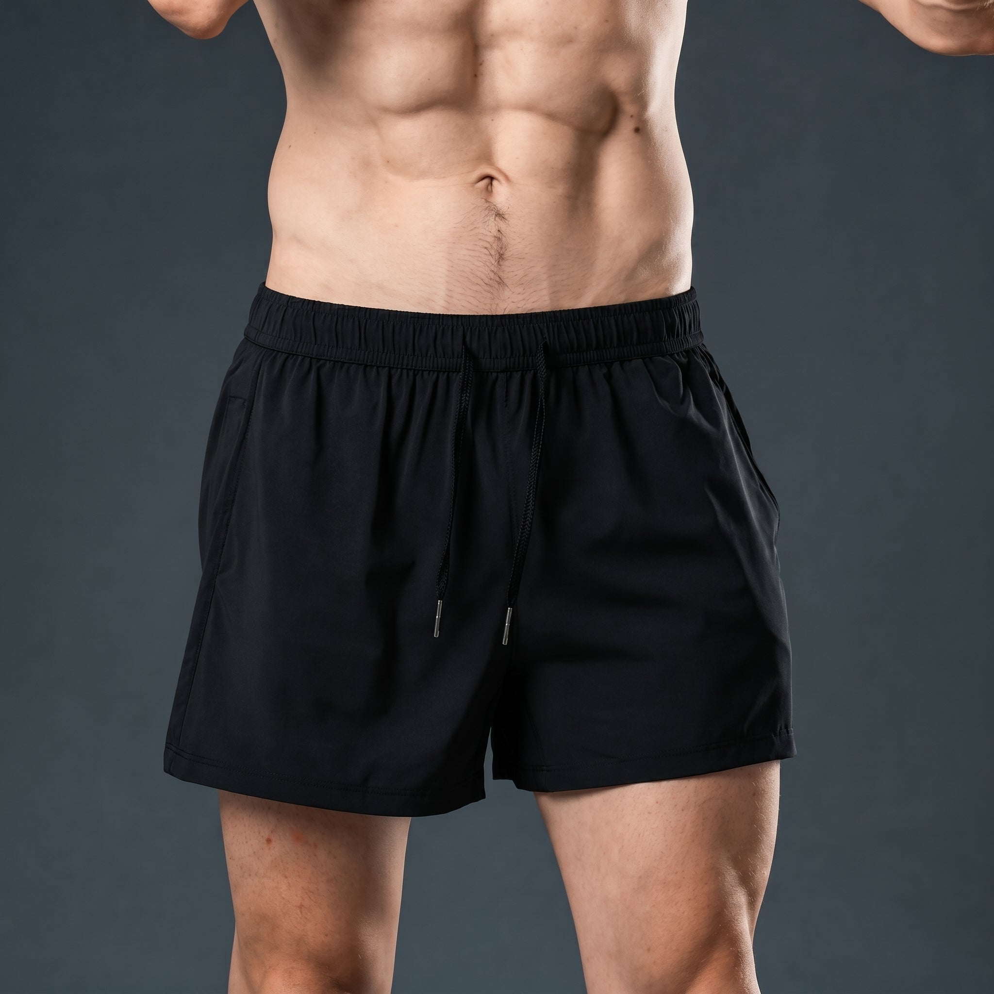 Charlie - Men's Drawstring Waist Summer Swim Shorts - Shorts Men - Black - Davies & Cooper