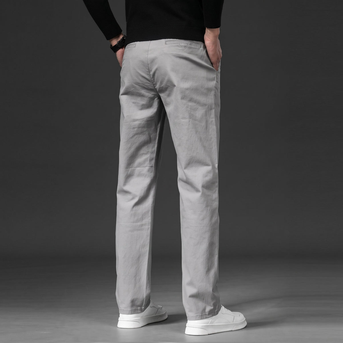 Charlie - Men's Slim Fit Straight Leg Chino Trousers - Chinos - Grey - Davies & Cooper