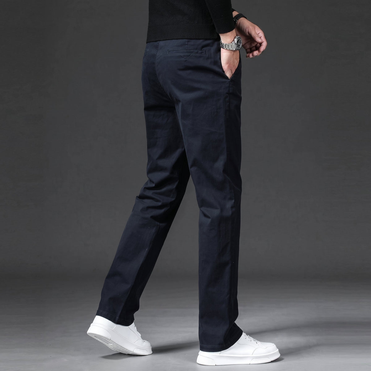 Charlie - Men's Slim Fit Straight Leg Chino Trousers - Chinos - Grey - Davies & Cooper