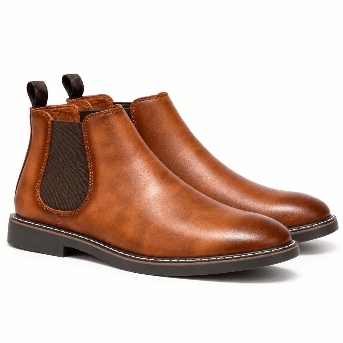 Charlie - Men's Slip-On Chelsea Boots with Stitched Detail - Boots - Black - Davies & Cooper