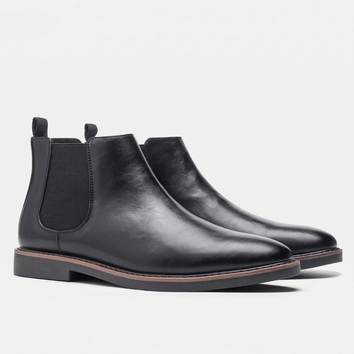 Charlie - Men's Slip-On Chelsea Boots with Stitched Detail - Boots - Black - Davies & Cooper
