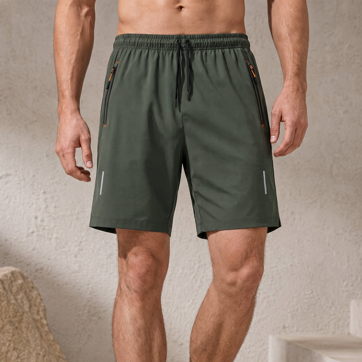 Charlie - Men's Summer Athletic Shorts with Zip Pockets - Shorts - Green - Davies & Cooper