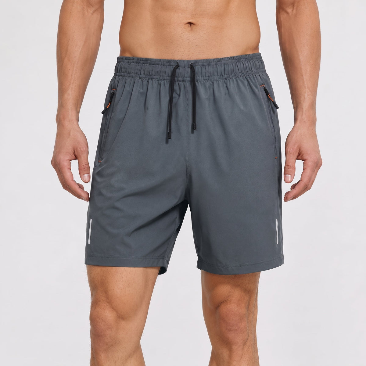 Charlie - Men's Summer Athletic Shorts with Zip Pockets - Shorts - Grey - Davies & Cooper