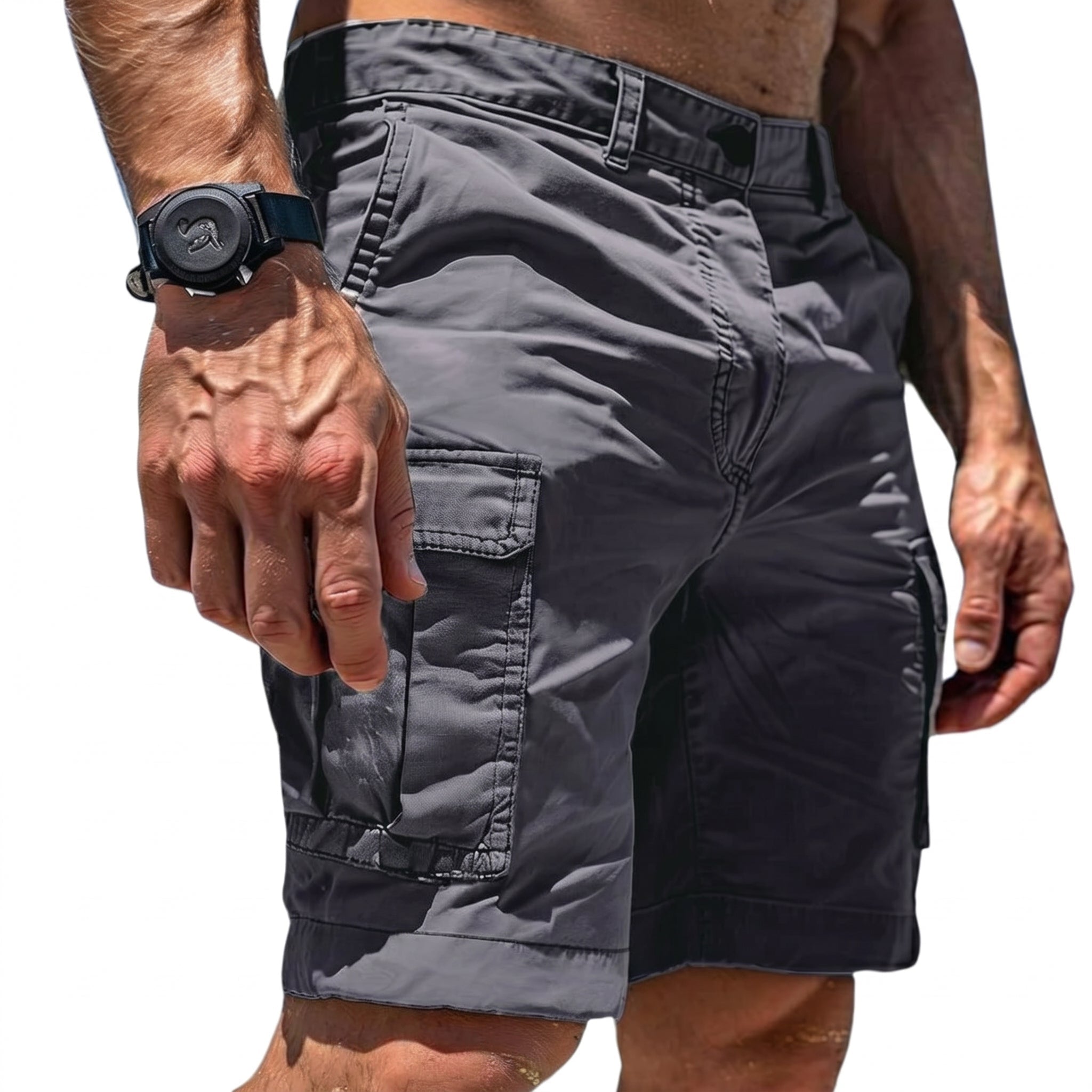 Charlie - Men's Summer Relaxed Fit Cargo Shorts - Shorts - Grey - Davies & Cooper