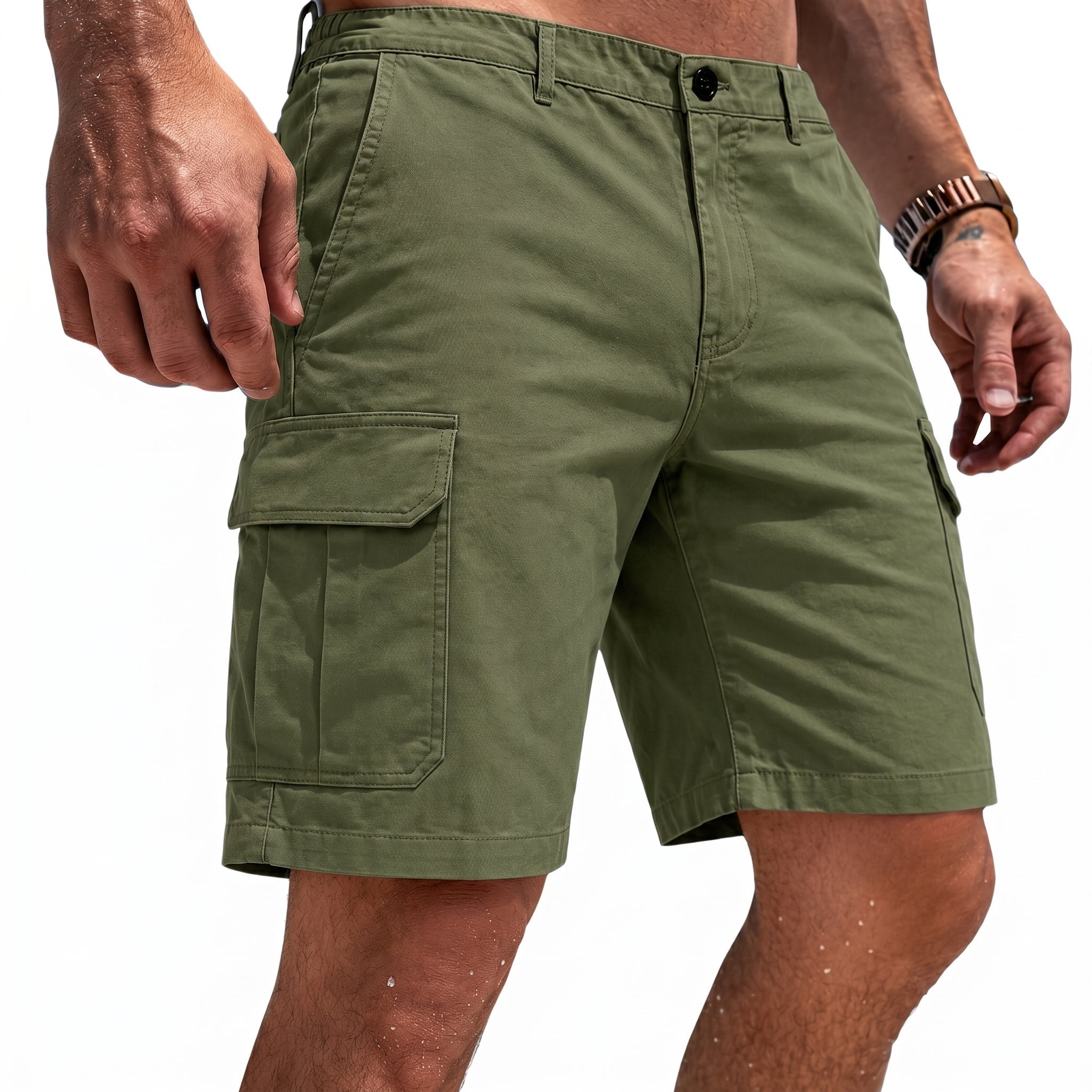 Charlie - Men's Summer Relaxed Fit Cargo Shorts - Shorts - Green - Davies & Cooper