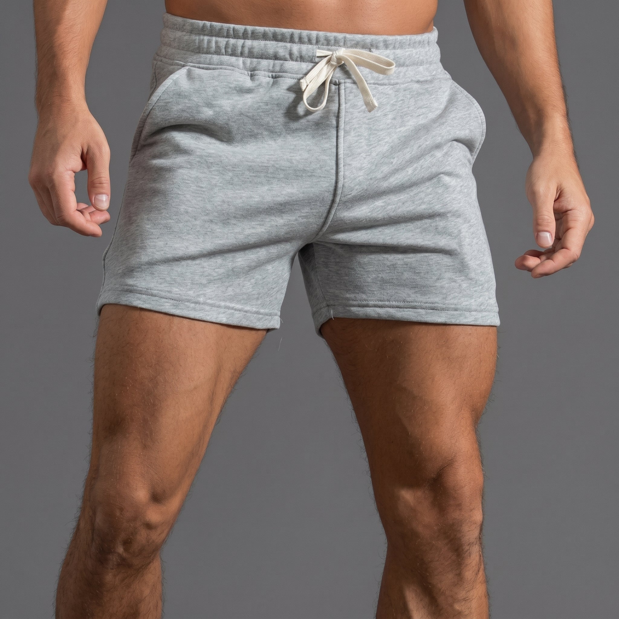 Charlie - Men's Summer Relaxed Fit Drawstring Waist Sweat Shorts - Shorts - Grey - Davies & Cooper