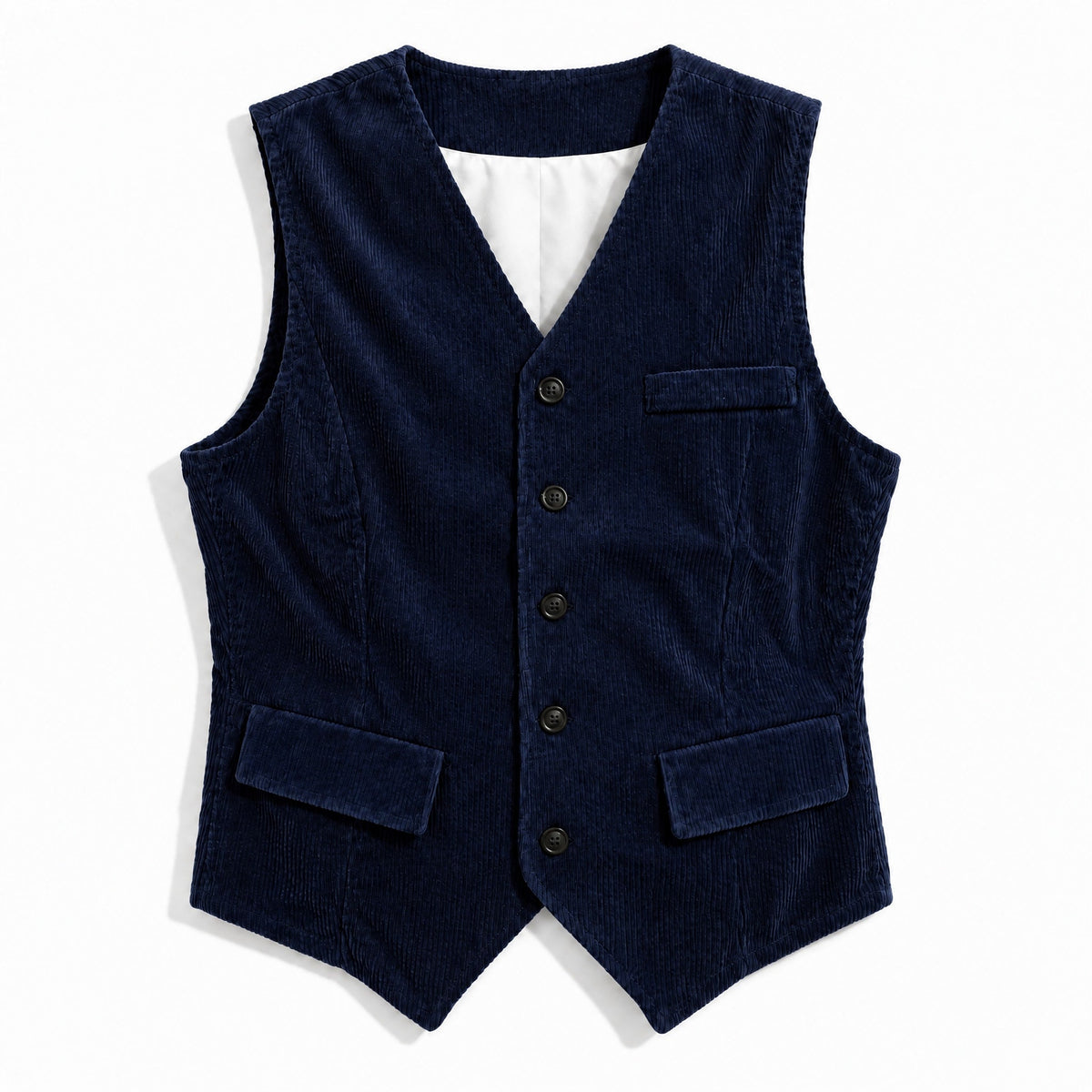 Charlie - Men's Vintage Textured Notch Lapel Jacket with Waistcoat Set - Blazers - Navy Blue - Davies & Cooper