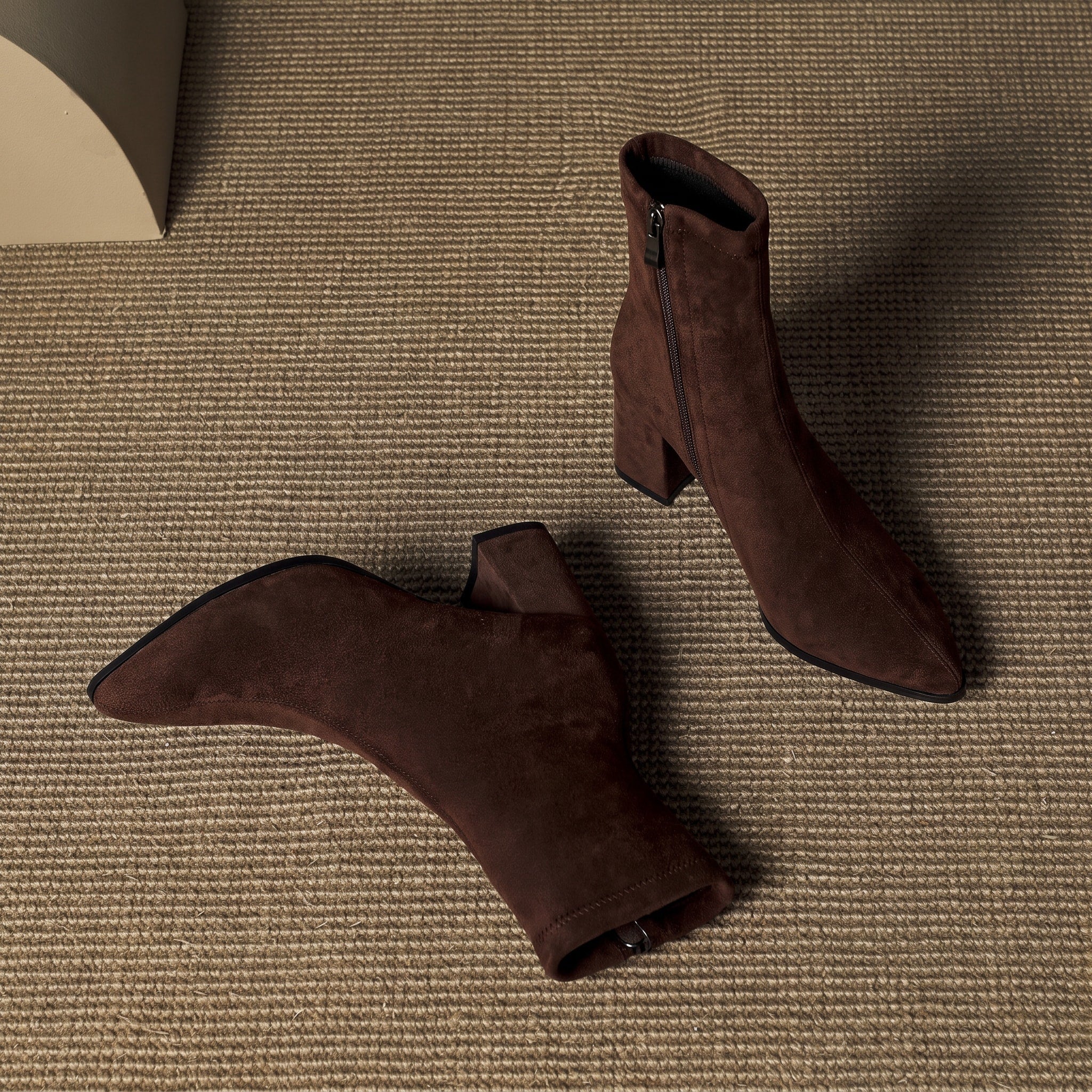 Charlotte - Women's Block Heel Ankle Boots with Pointed Toe - Boots - Brown - Davies & Cooper