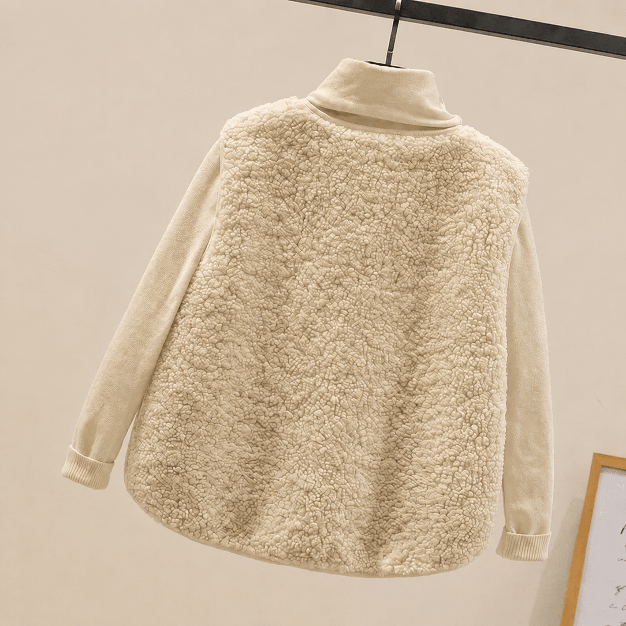 Charlotte - Women's Cropped Collarless Textured Gilet - Vests - Cream - Davies & Cooper