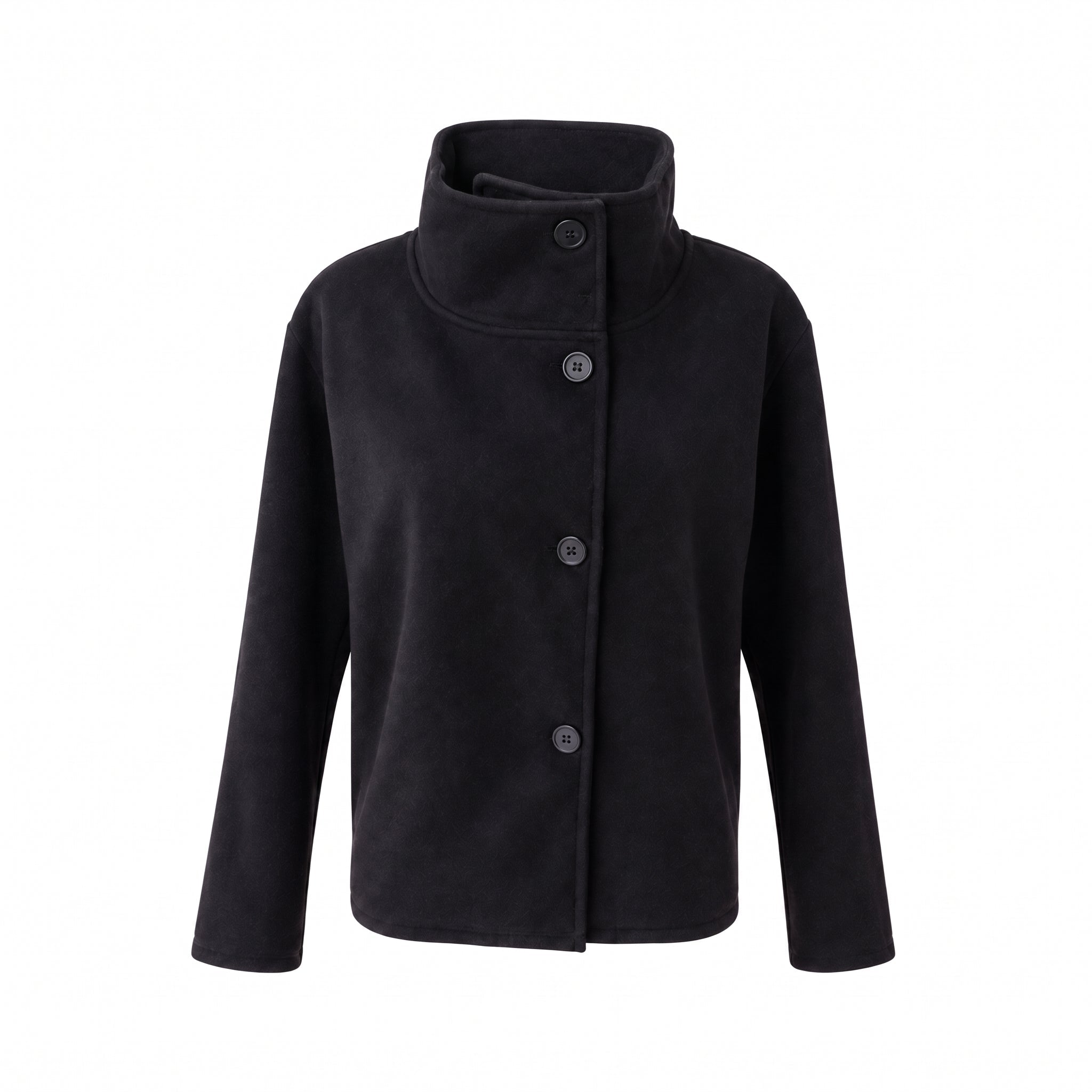 Charlotte - Women's Oversized Funnel Neck Coat - Overcoats - Black - Davies & Cooper