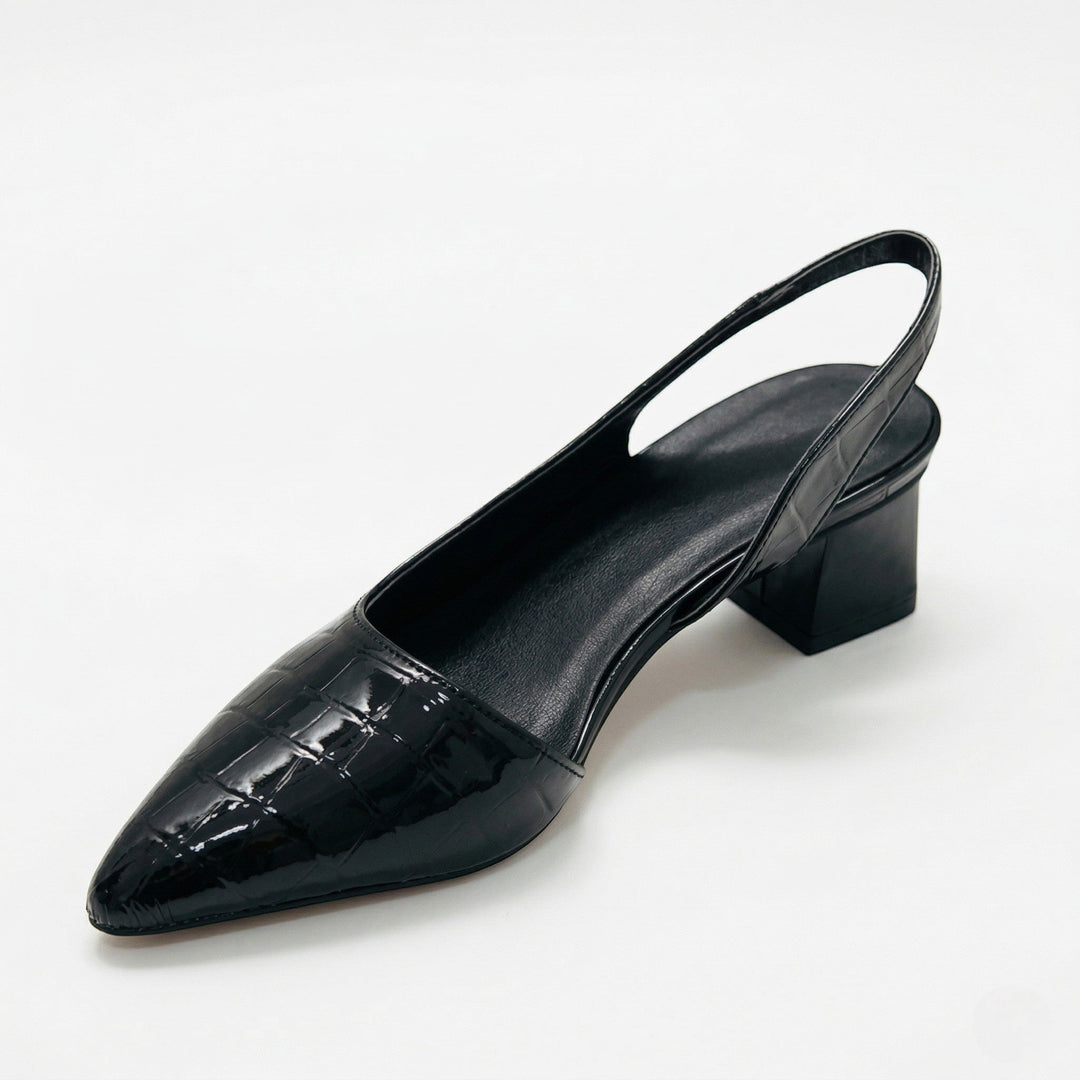 Charlotte - Women's Pointed Toe Slingback Heels - Heels - Black - Davies & Cooper