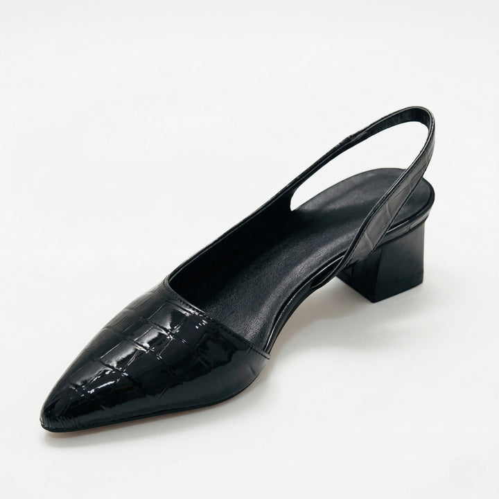 Charlotte - Women's Pointed Toe Slingback Heels - Heels - Black - Davies & Cooper