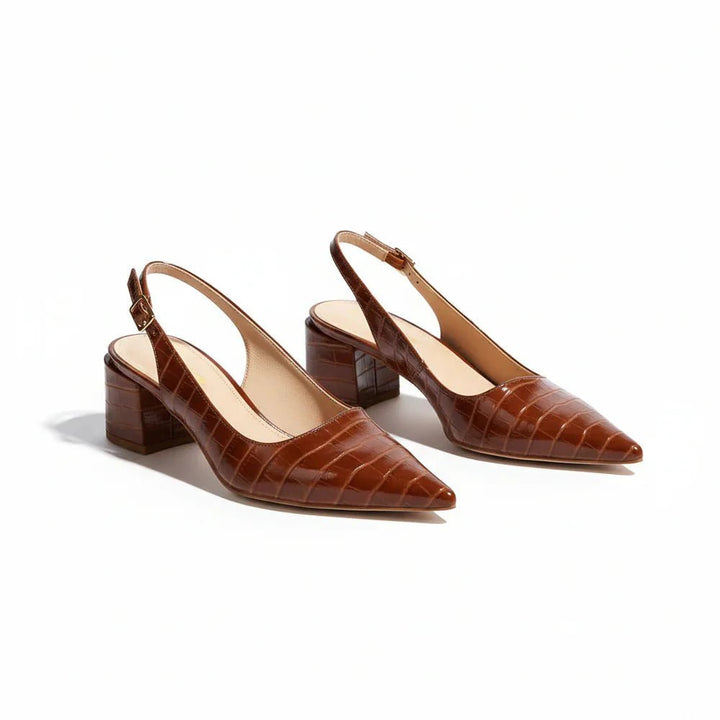 Charlotte - Women's Pointed Toe Slingback Heels - Heels - Dark Brown - Davies & Cooper