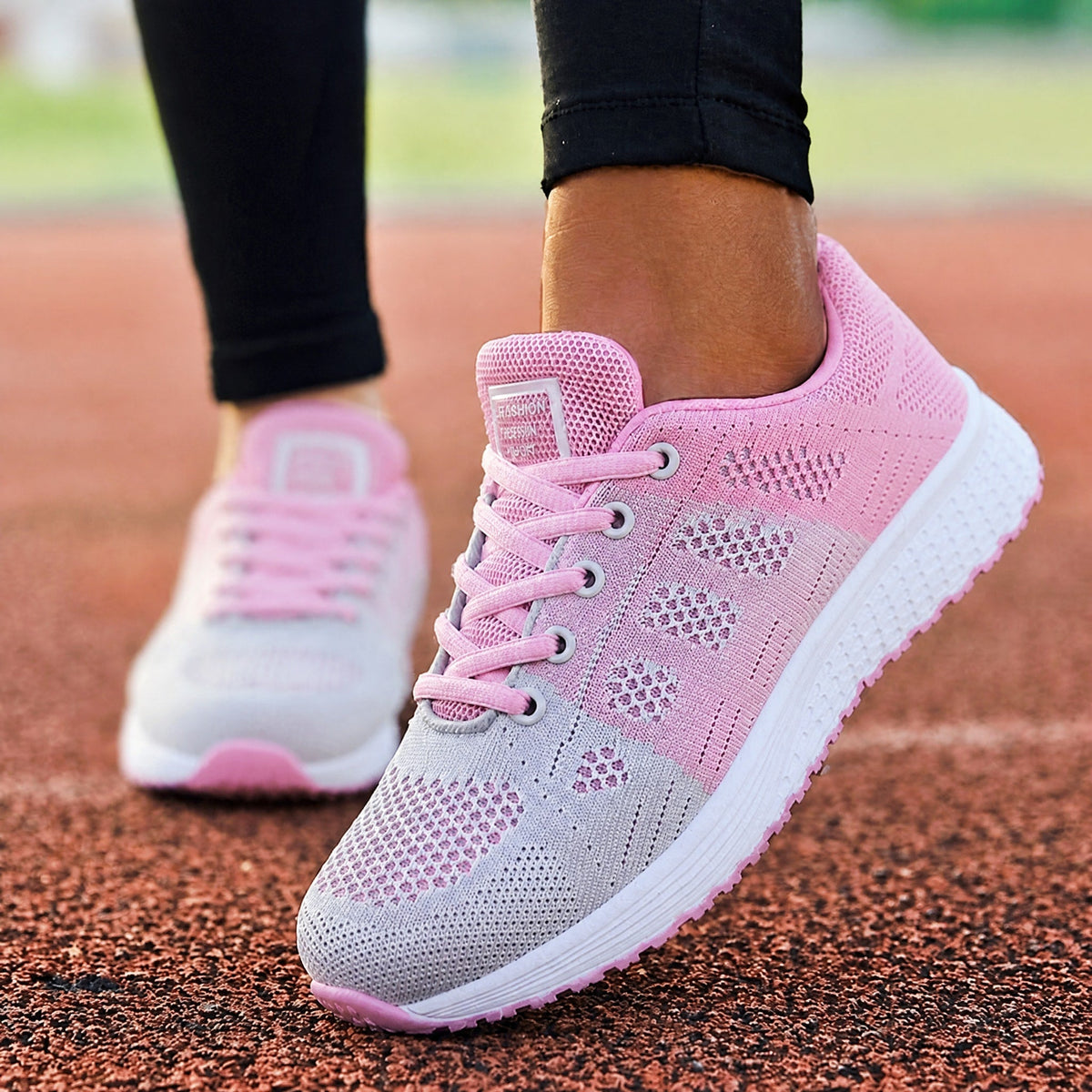 Chloe - Women's Lightweight Low-Top Lace-Up Trainers - Sneakers - Pink - Davies & Cooper