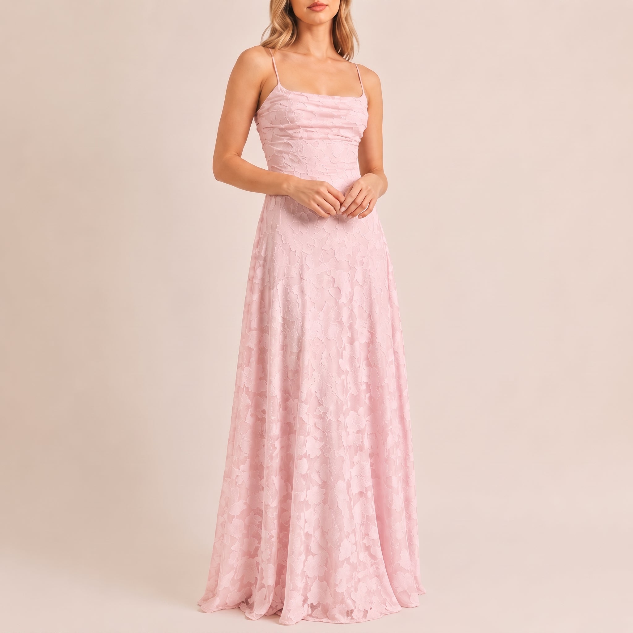 Clara - Women's Evening Floral Ruched Floral Midi Dress - Dresses - Pink - Davies & Cooper