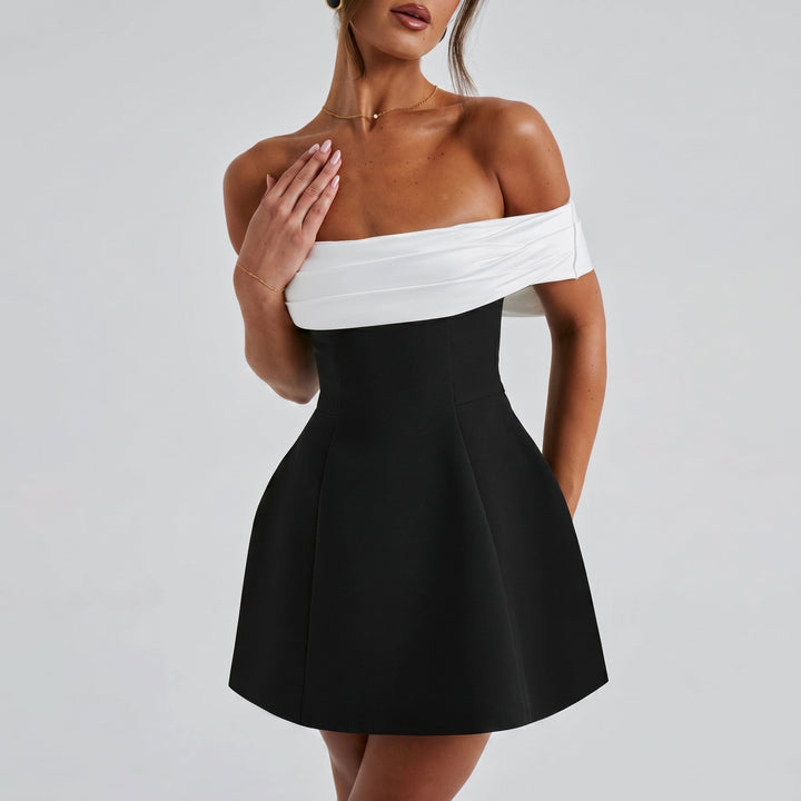 Clara - Women's Off - Shoulder Bow Back Party Mini Dress - Mini Dress - Black - Davies & Cooper