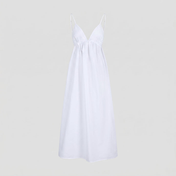Clara - Women's Summer Backless Midi Dress - Dresses - White - Davies & Cooper