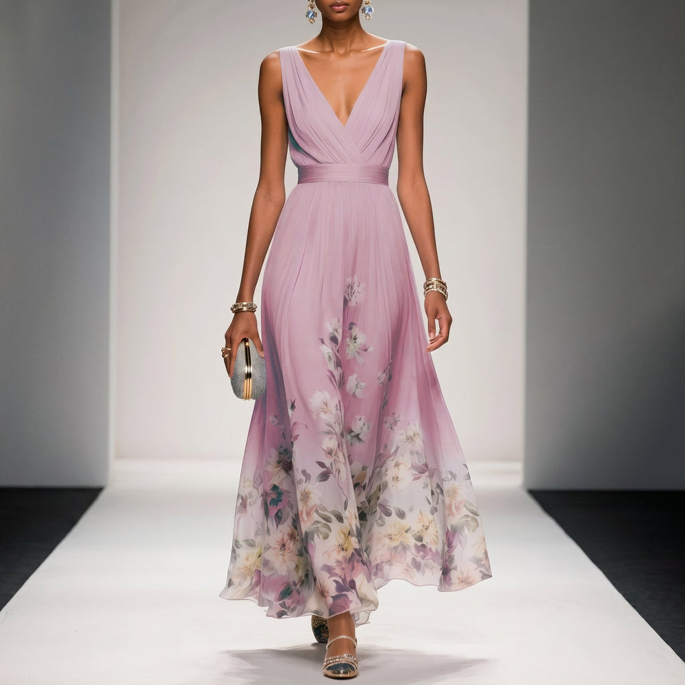 Clara - Women's Wedding Guest Floral Print Maxi Dress - Maxi Dresses - Pink - Davies & Cooper