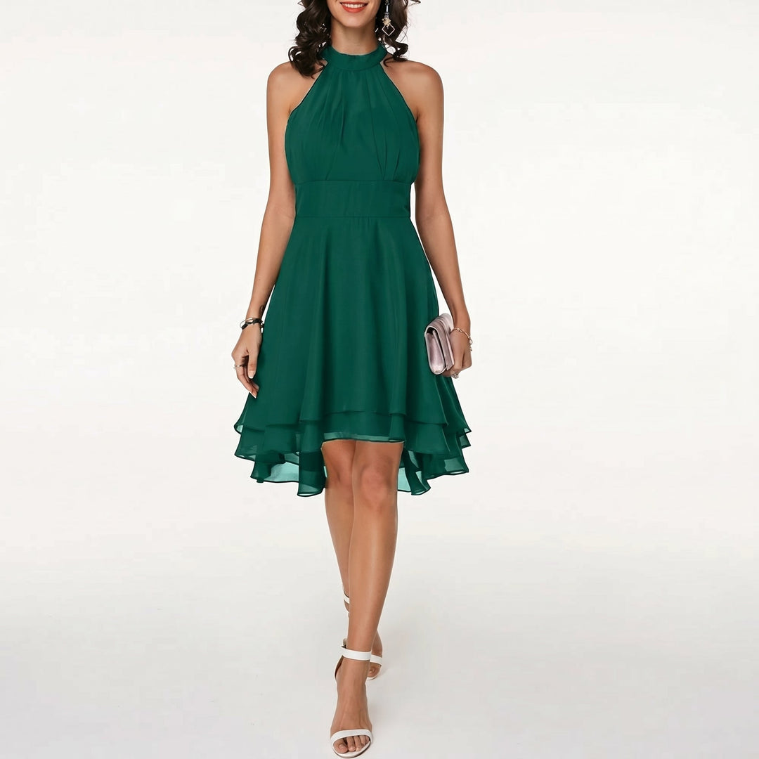 Clara - Women's Wedding Guest Halterneck Midi Dress - Midi Dress - Green - Davies & Cooper