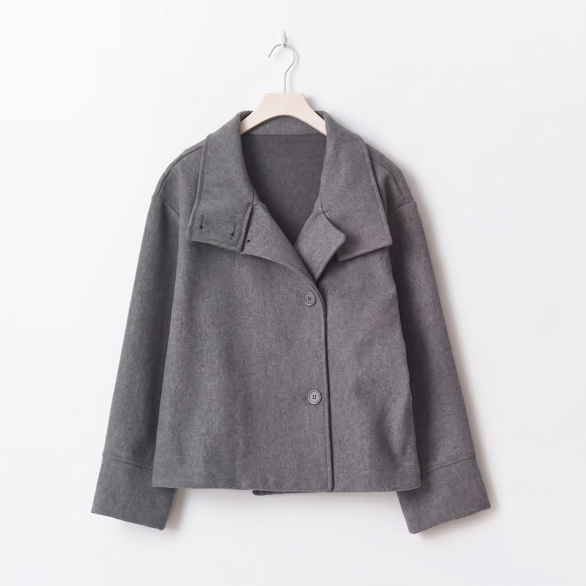 Elise - Women's Double-Breasted Cropped Jacket with Stand Collar