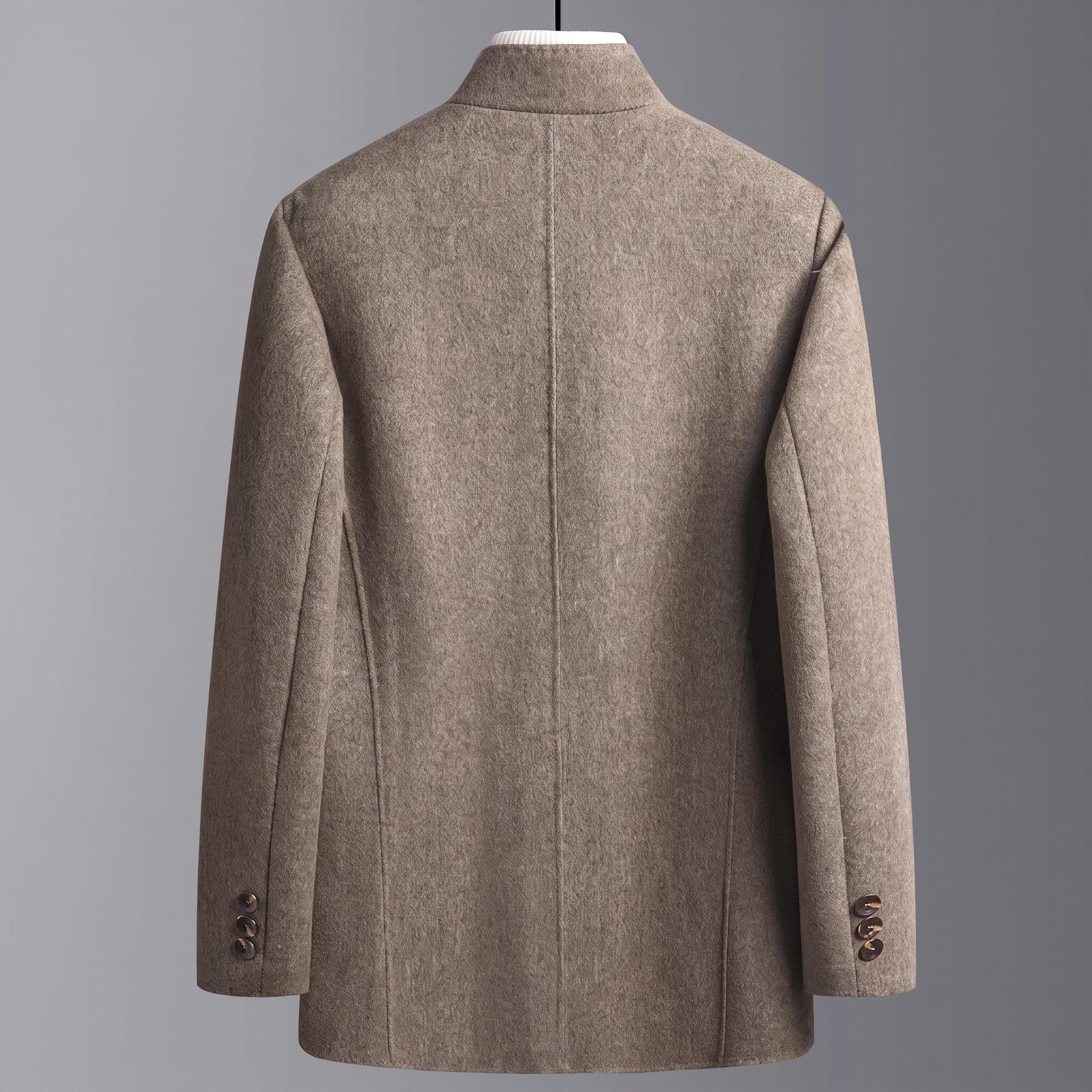 Oliver - Men's Stand Collar Wool Coat with Tartan Lining