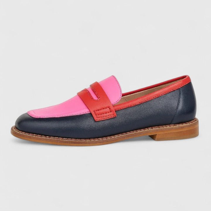 Daisy - Women's Colour Block Penny Loafers - Shoes - Pink - Davies & Cooper