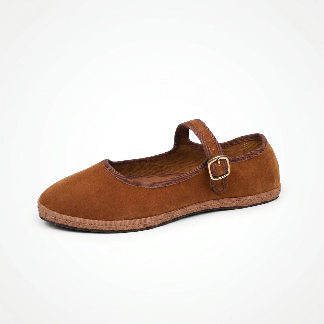 Daisy - Women's Mary Jane Ballet Flats with Buckle Strap - Sandals - Khaki - Davies & Cooper