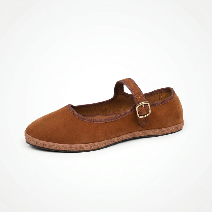 Daisy - Women's Mary Jane Ballet Flats with Buckle Strap - Sandals - Khaki - Davies & Cooper