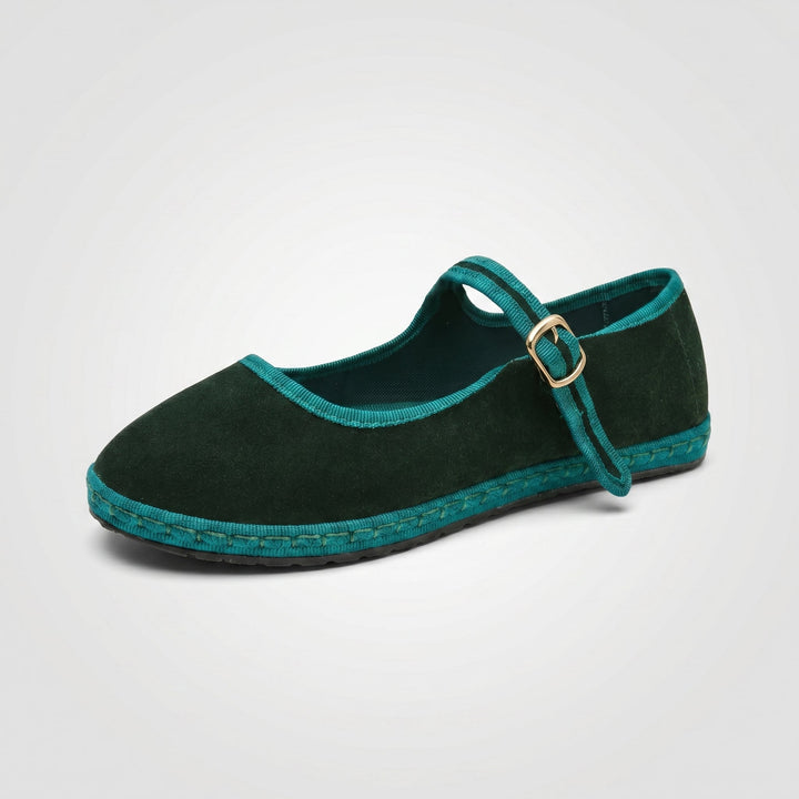 Daisy - Women's Mary Jane Ballet Flats with Buckle Strap - Sandals - Green - Davies & Cooper