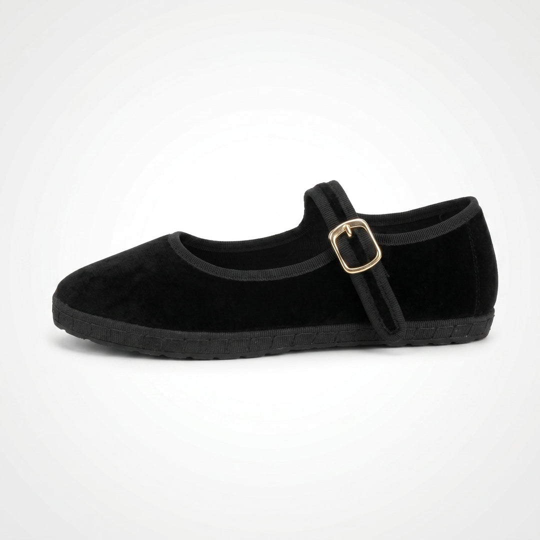 Daisy - Women's Mary Jane Ballet Flats with Buckle Strap - Sandals - Black - Davies & Cooper
