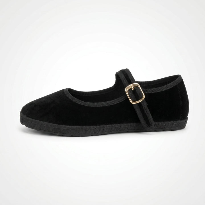 Daisy - Women's Mary Jane Ballet Flats with Buckle Strap - Sandals - Black - Davies & Cooper