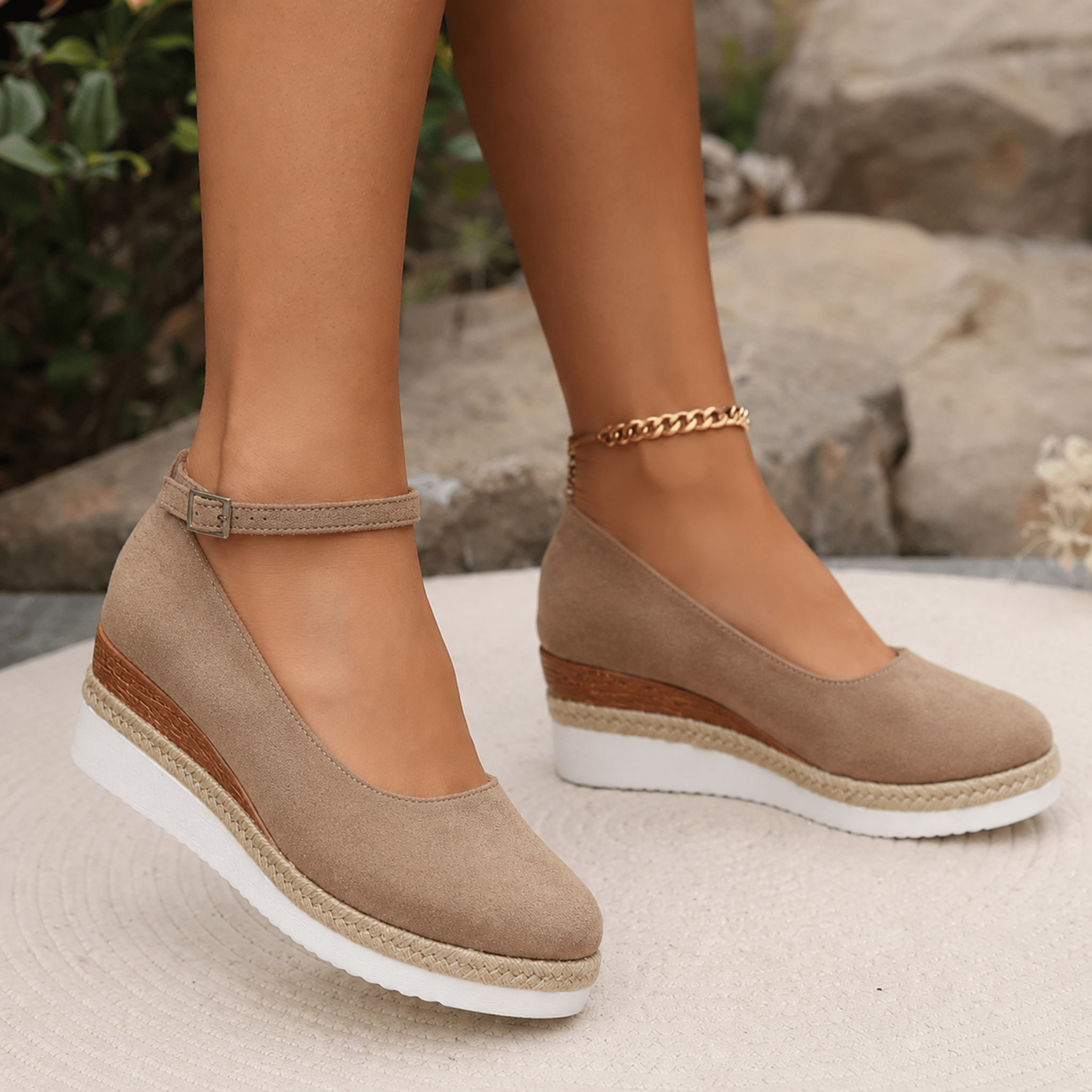 Daisy - Women's Orthopaedic Slingback Wedge Sandals - Sandals - Khaki - Davies & Cooper