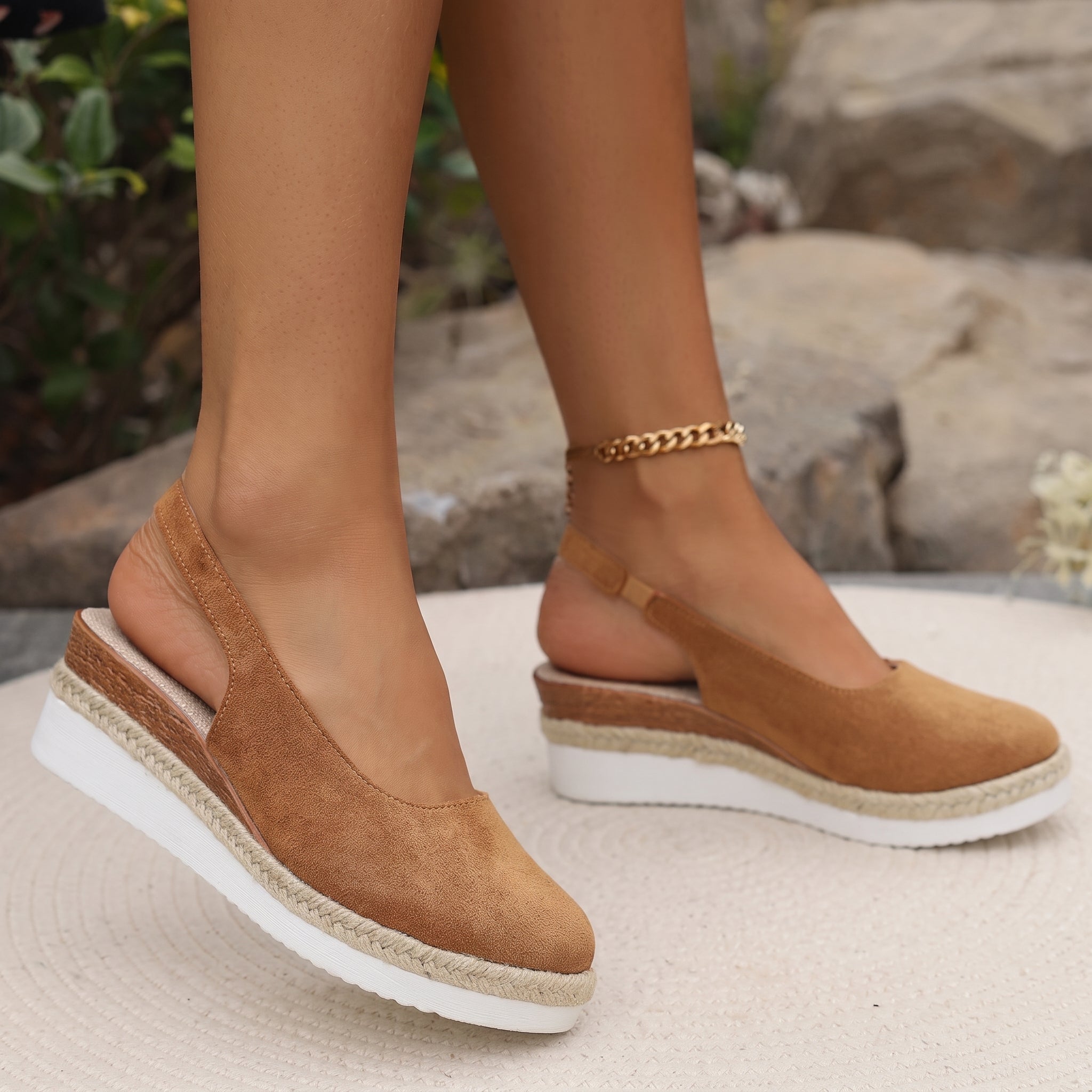 Daisy - Women's Orthopaedic Slingback Wedge Sandals - Sandals - Khaki - Davies & Cooper