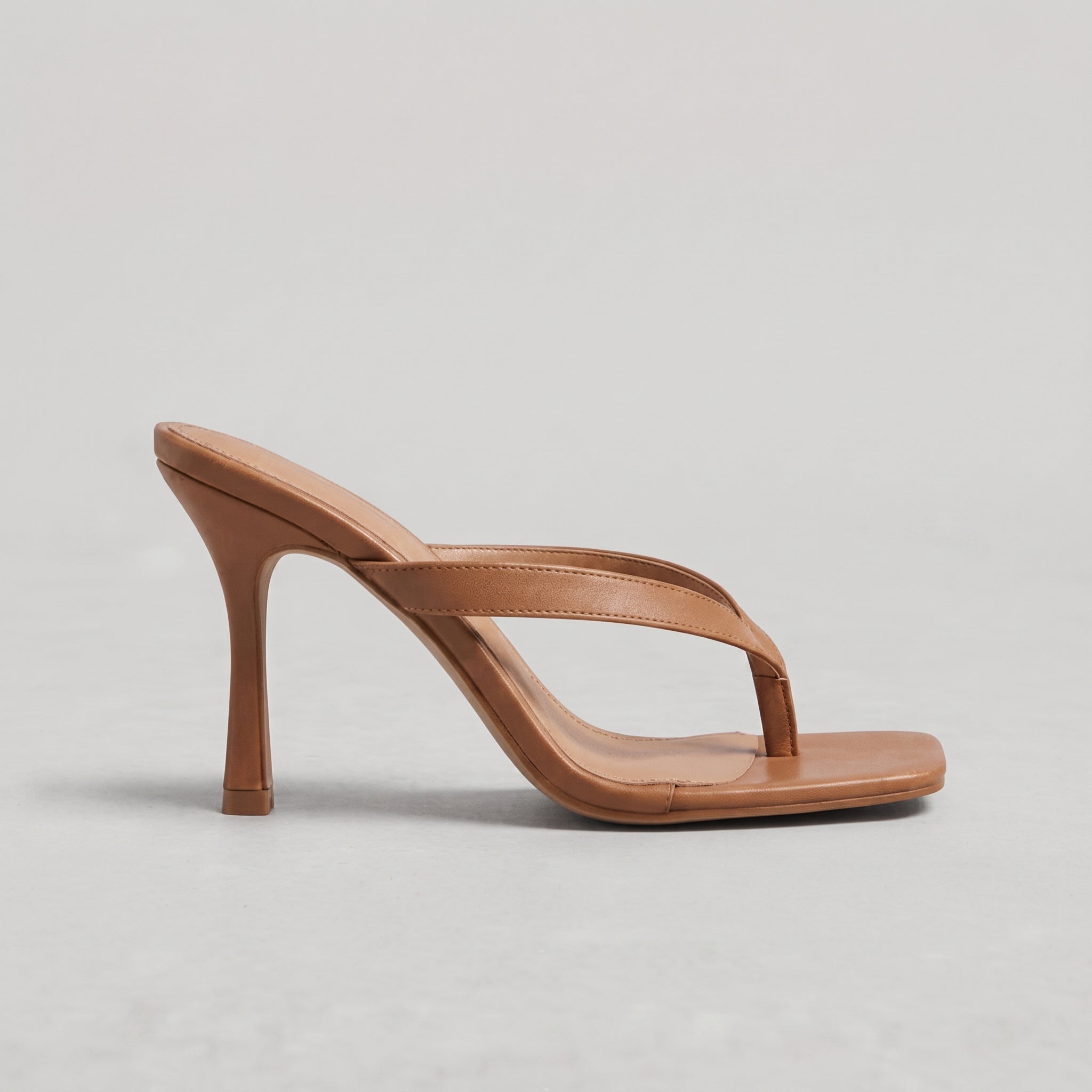 Daisy - Women's Stiletto Heel Thong Heeled Sandals - Heels - Brown - Davies & Cooper