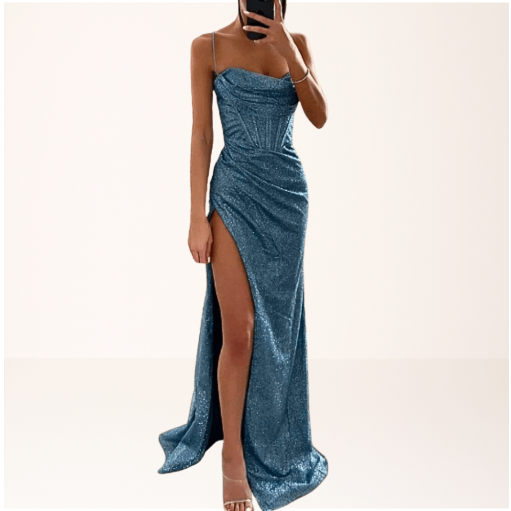 Sofia - Women's Evening Spaghetti Strap Sequin Maxi Dress