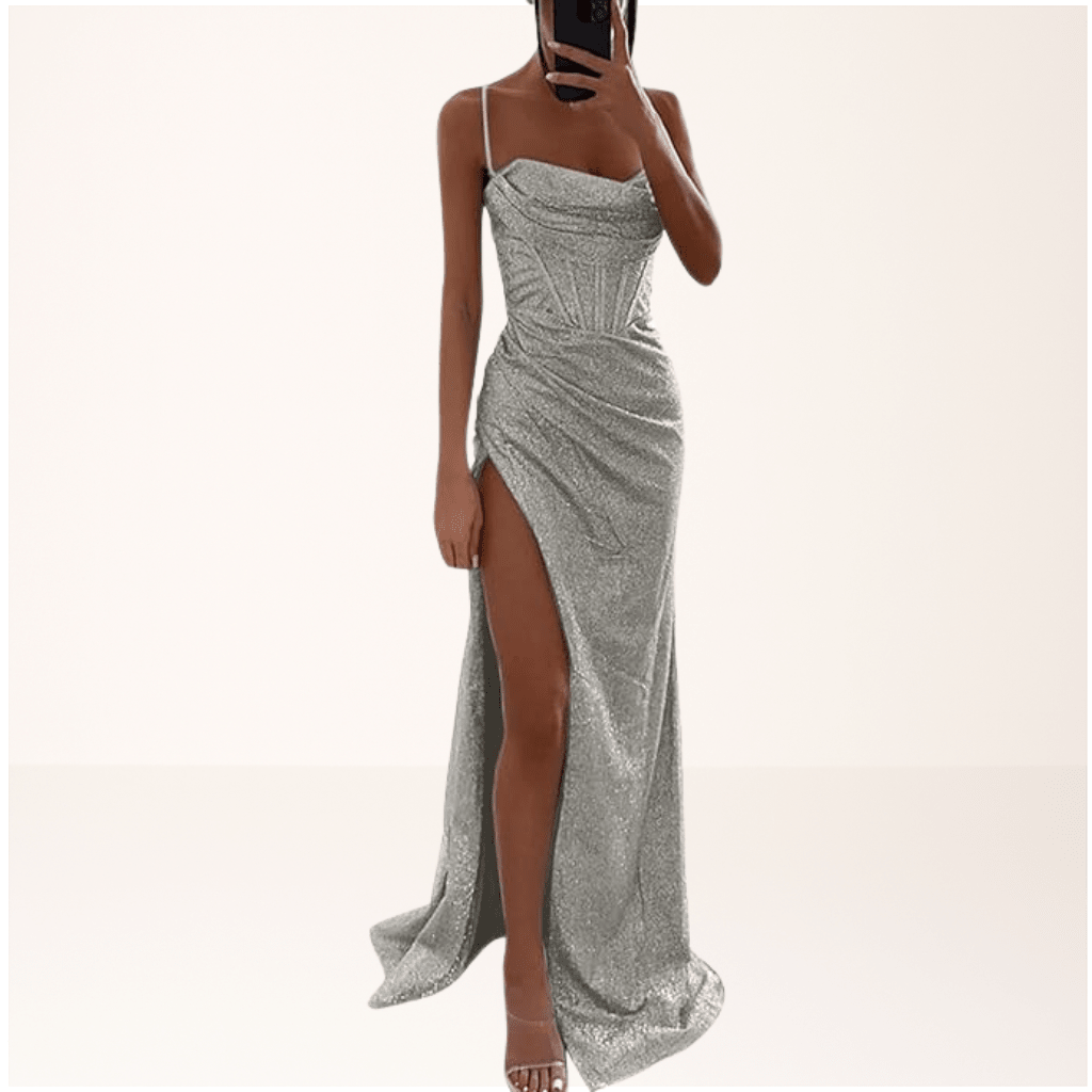 Sofia - Women's Evening Spaghetti Strap Sequin Maxi Dress