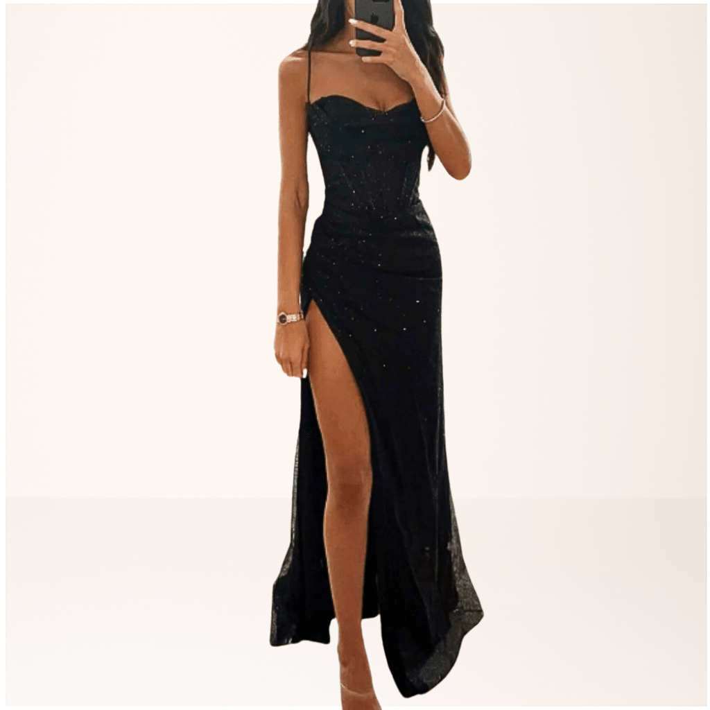 Sofia - Women's Evening Spaghetti Strap Sequin Maxi Dress