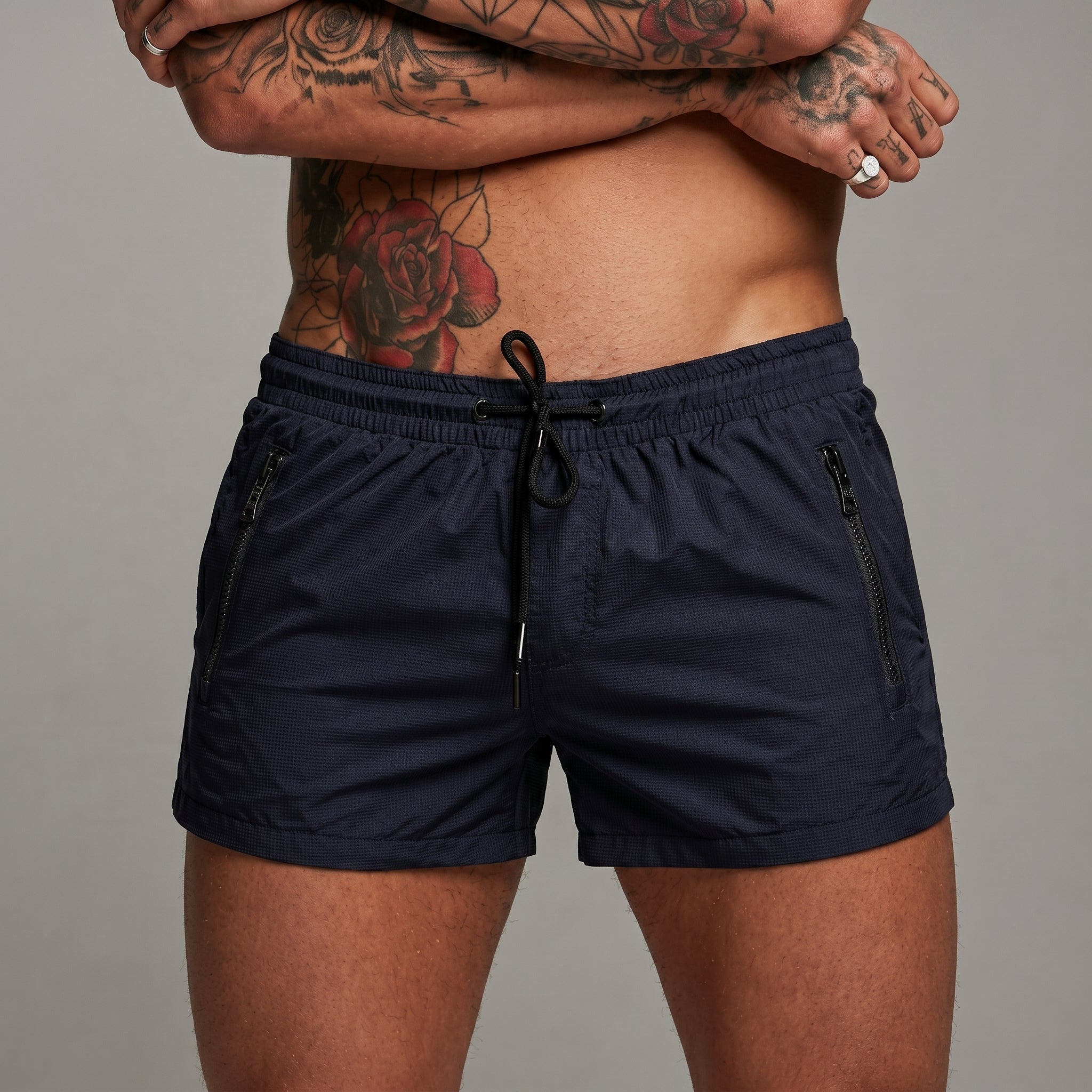David - Men's Summer Zip Pocket Swim Shorts - Shorts - Navy Blue - Davies & Cooper