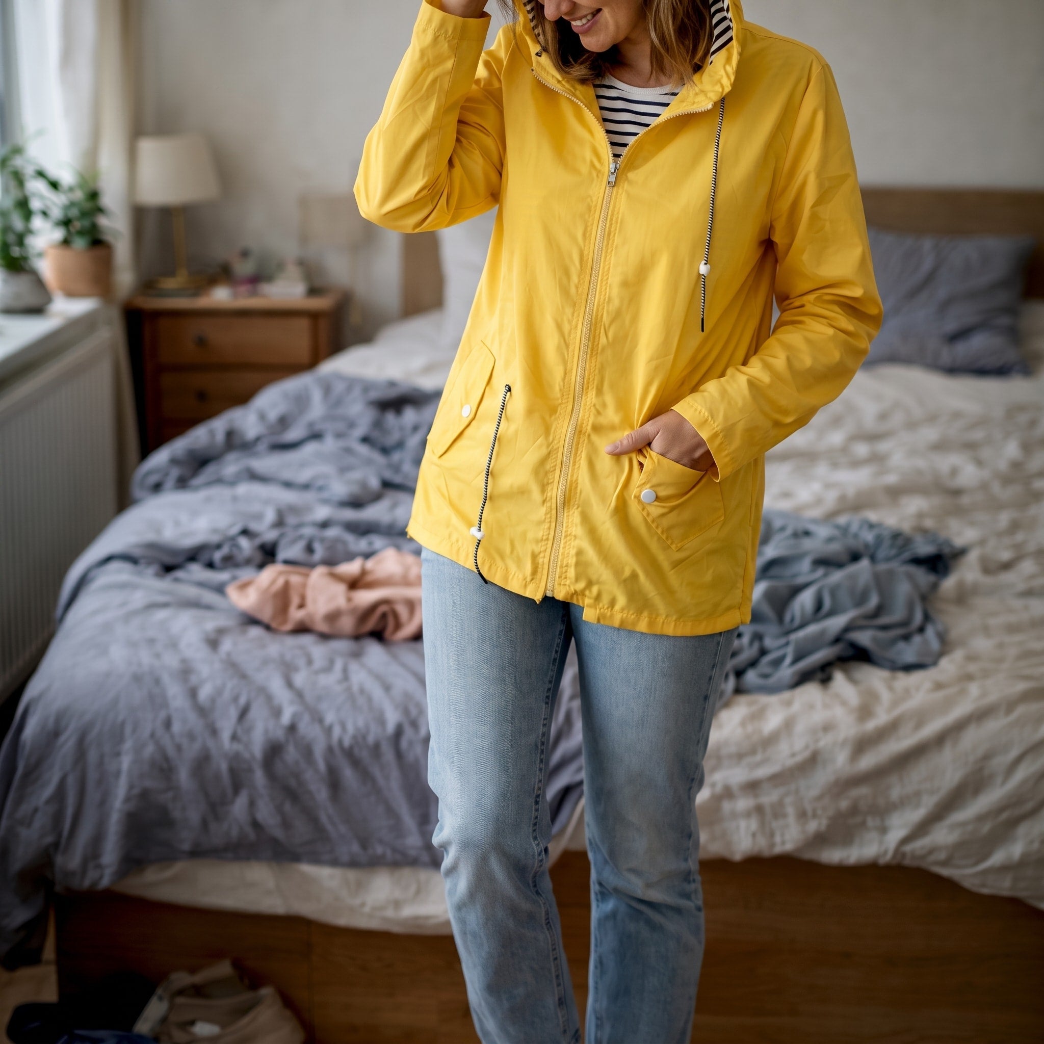 Amelia - Women's Hooded Transitional Jacket with Drawstring Waist